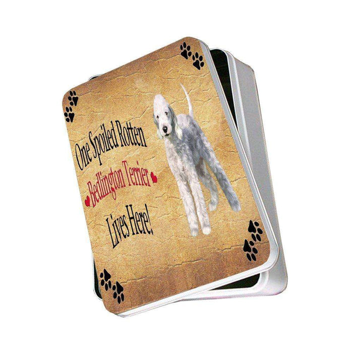 Bedlington Terrier Spoiled Rotten Dog Photo Storage Tin