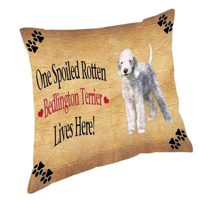 Bedlington Terrier Spoiled Rotten Dog Throw Pillow