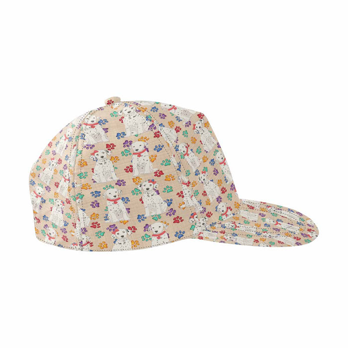 Women's All Over Rainbow Paw Print Dalmatian Dog Snapback Hat Cap