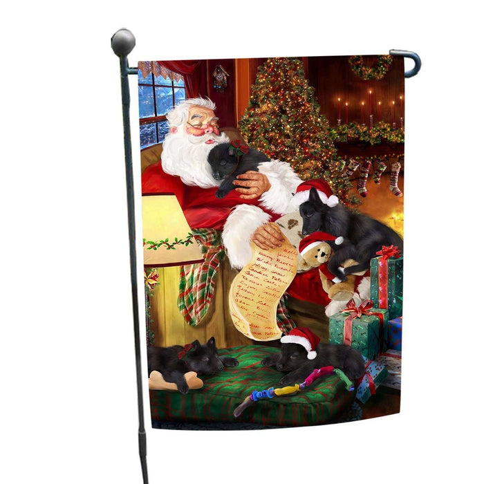 Belgian Shepherd Dog and Puppies Sleeping with Santa Garden Flag