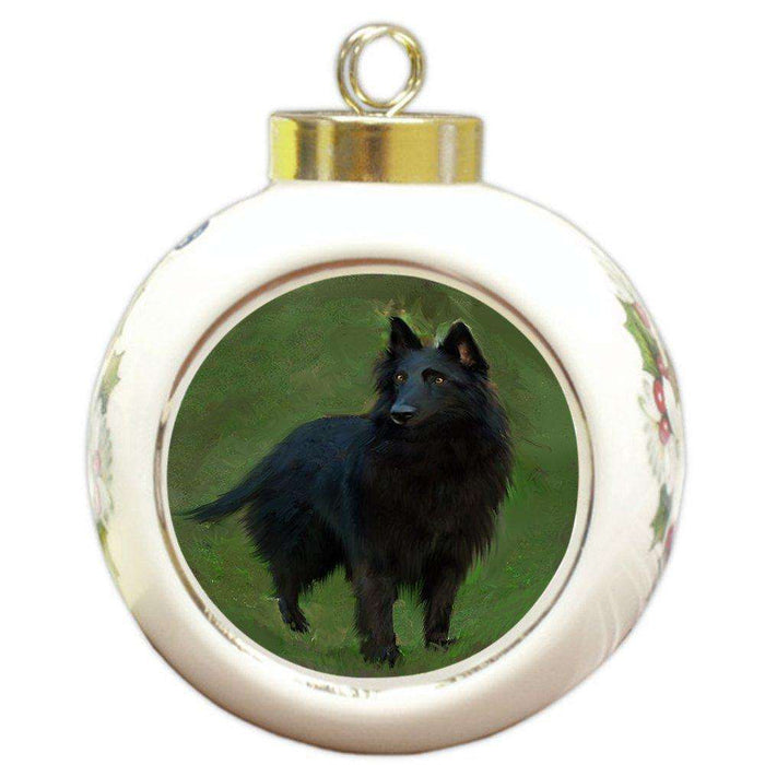 Belgian Shepherd Dog Round Ball Christmas Ornament RBPOR48433