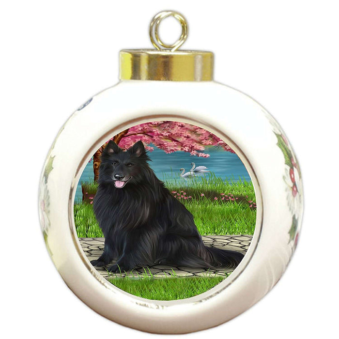 Belgian Shepherd Dog Round Ball Christmas Ornament