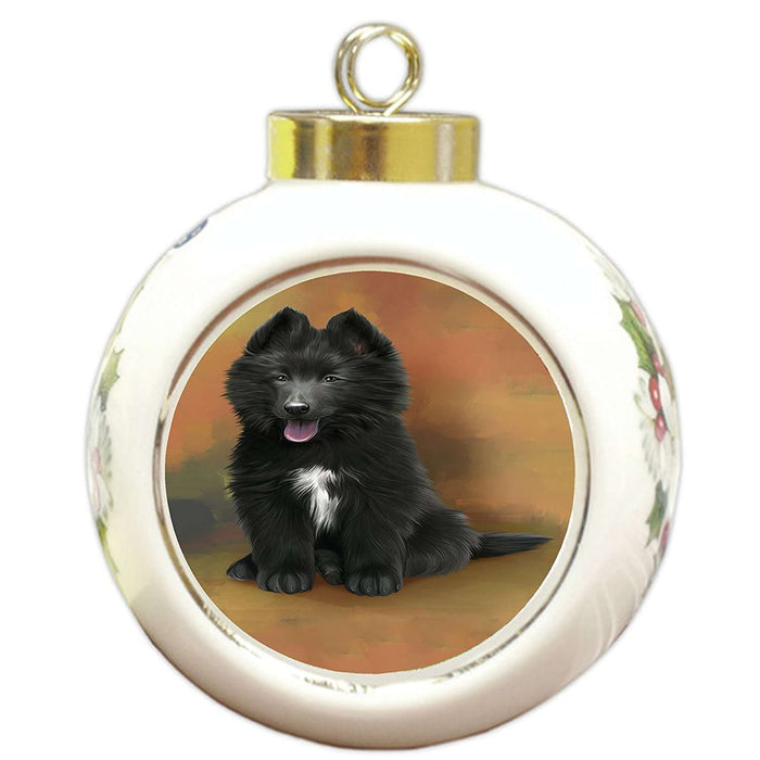 Belgian Shepherd Dog Round Ball Christmas Ornament