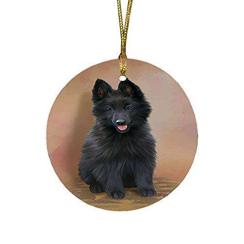 Belgian Shepherd Dog Round Christmas Ornament