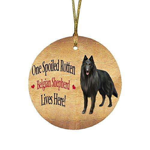 Belgian Shepherd Spoiled Rotten Dog Round Christmas Ornament