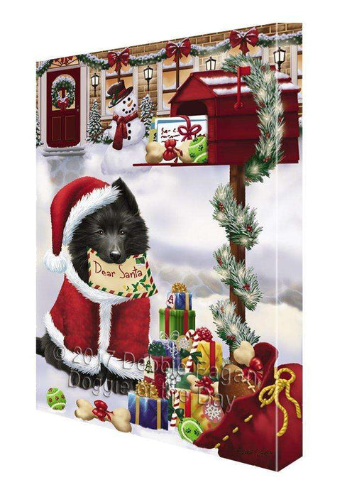 Belgian Shepherds Dear Santa Letter Christmas Holiday Mailbox Dog Painting Printed on Canvas Wall Art