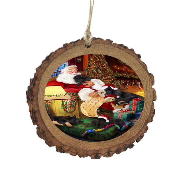 Belgian Shepherds Dog and Puppies Sleeping with Santa Wooden Christmas Ornament WOR49244