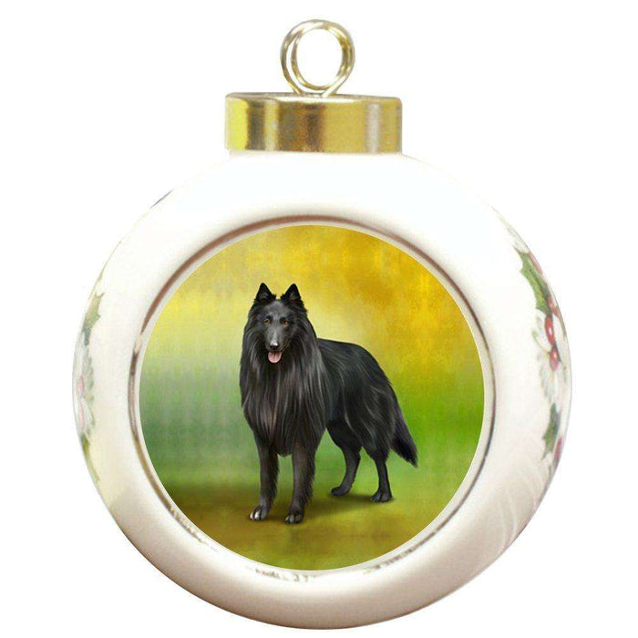 Belgian Shepherds Dog Round Ceramic Christmas Ornament