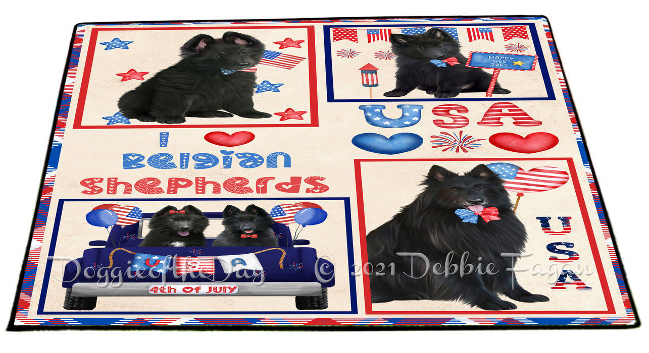 4th of July Independence Day I Love USA Belgian Shepherd Dogs Floormat FLMS56116 Floormat FLMS56116