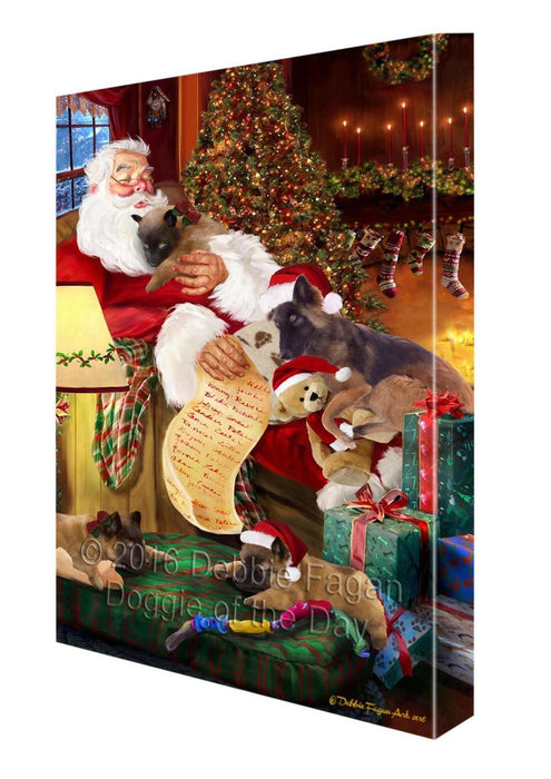 Belgian Tervuren Dog and Puppies Sleeping with Santa Canvas Gallery Wrap 1.5" Inch