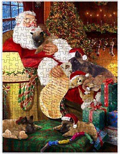 Belgian Tervuren Dog and Puppies Sleeping with Santa Puzzle with Photo Tin