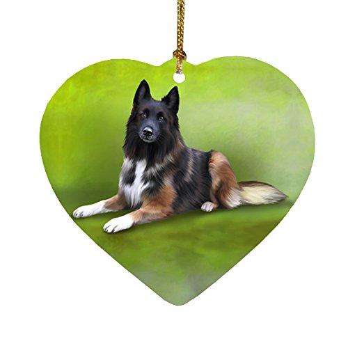 Belgian Tervuren Dog Heart Christmas Ornament