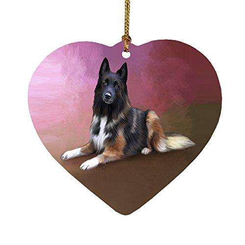 Belgian Tervuren Dog Heart Christmas Ornament