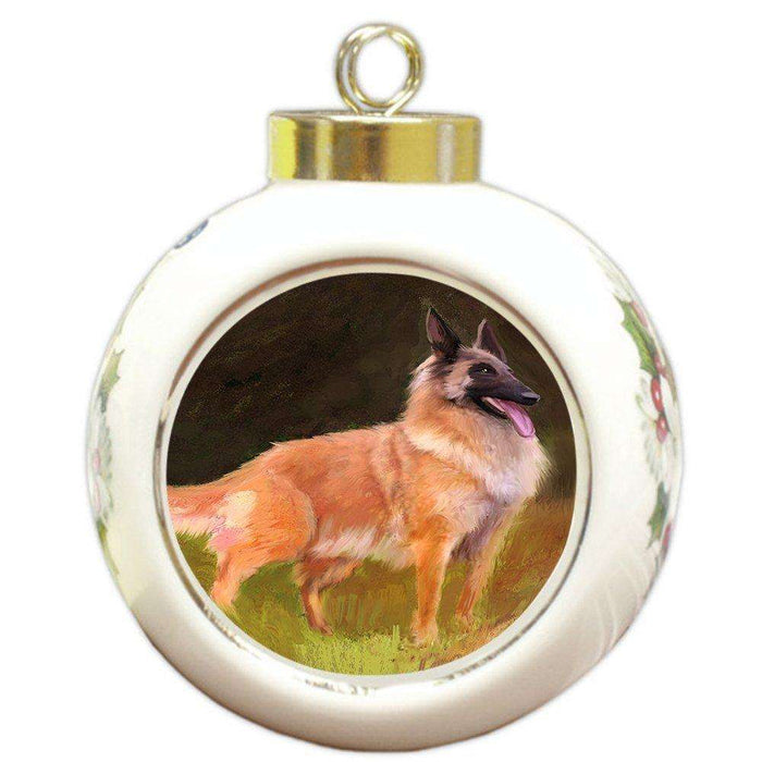 Belgian Tervuren Dog Round Ball Christmas Ornament RBPOR48434