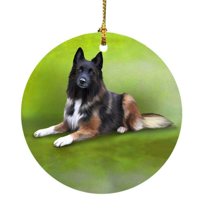 Belgian Tervuren Dog Round Christmas Ornament