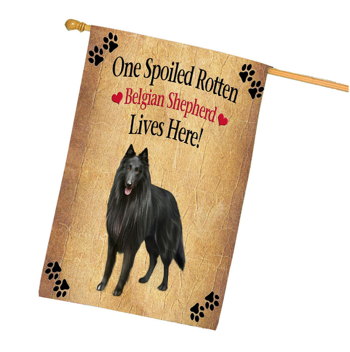 Spoiled Rotten Belgian Shepherd Dog House Flag Outdoor Decorative Double Sided Pet Portrait Weather Resistant Premium Quality Animal Printed Home Decorative Flags 100% Polyester FLG68177