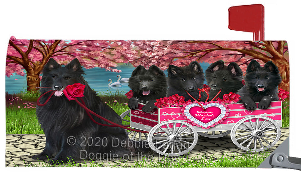 I Love Belgian Shepherd Dogs in a Cart Magnetic Mailbox Cover Both Sides Pet Theme Printed Decorative Letter Box Wrap Case Postbox Thick Magnetic Vinyl Material