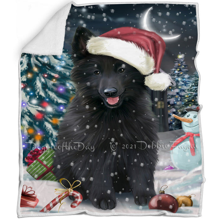 Have a Holly Jolly Christmas Belgian Shepherd Dog in Holiday Background Blanket D001