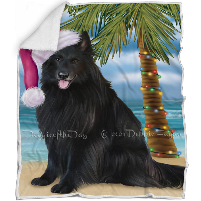 Summertime Happy Holidays Christmas Belgian Shepherds Dog on Tropical Island Beach Blanket