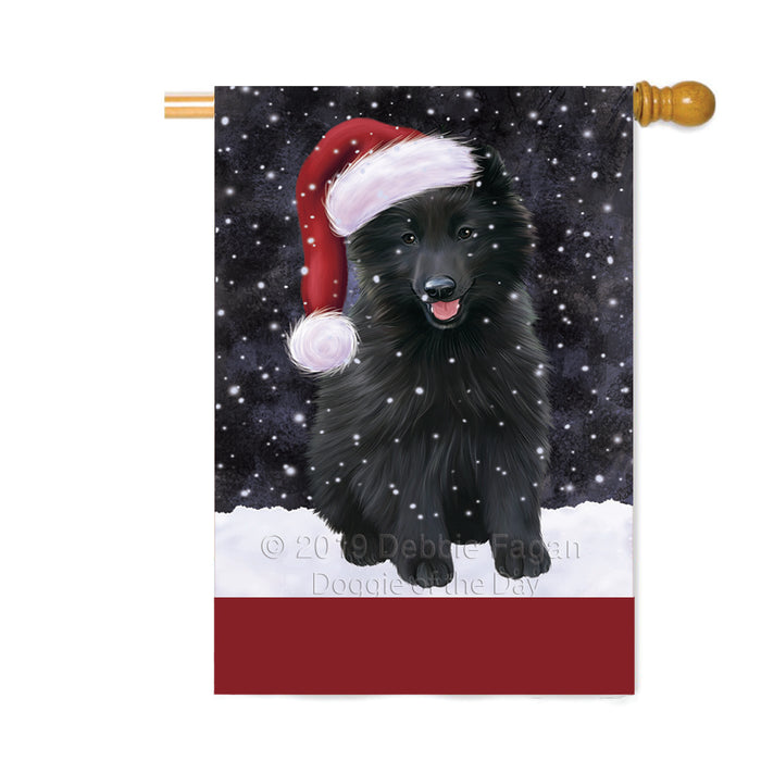 Personalized Let It Snow Happy Holidays Belgian Shepherd Dog Custom House Flag FLG-DOTD-A62308