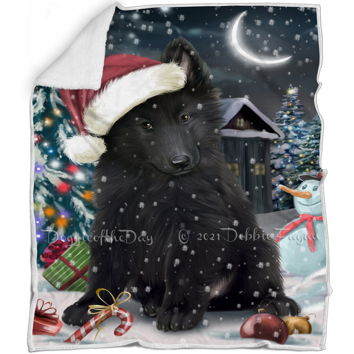Have a Holly Jolly Christmas Belgian Shepherd Dog in Holiday Background Blanket D003