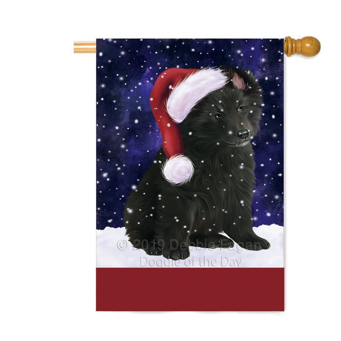 Personalized Let It Snow Happy Holidays Belgian Shepherd Dog Custom House Flag FLG-DOTD-A62309