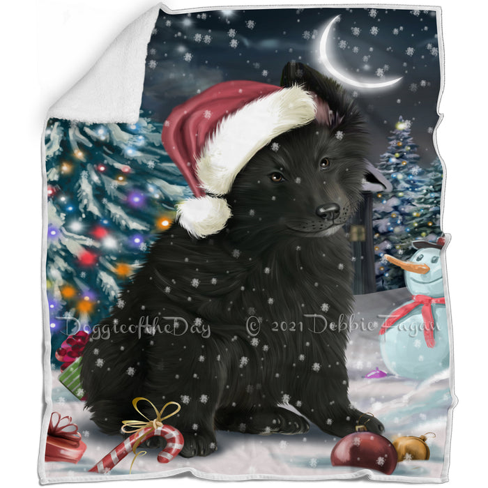 Have a Holly Jolly Christmas Belgian Shepherd Dog in Holiday Background Blanket D004
