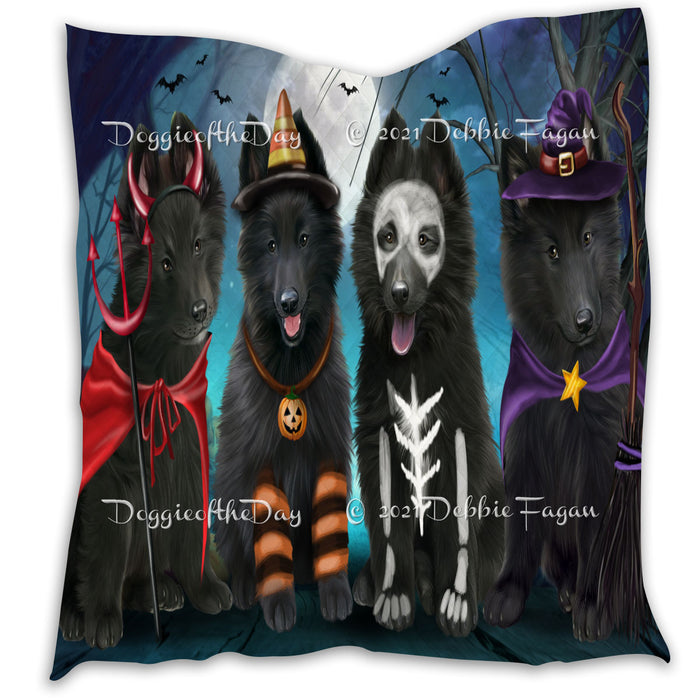 Happy Halloween Trick or Treat Belgian Shepherd Dogs Lightweight Soft Bedspread Coverlet Bedding Quilt QUILT60206