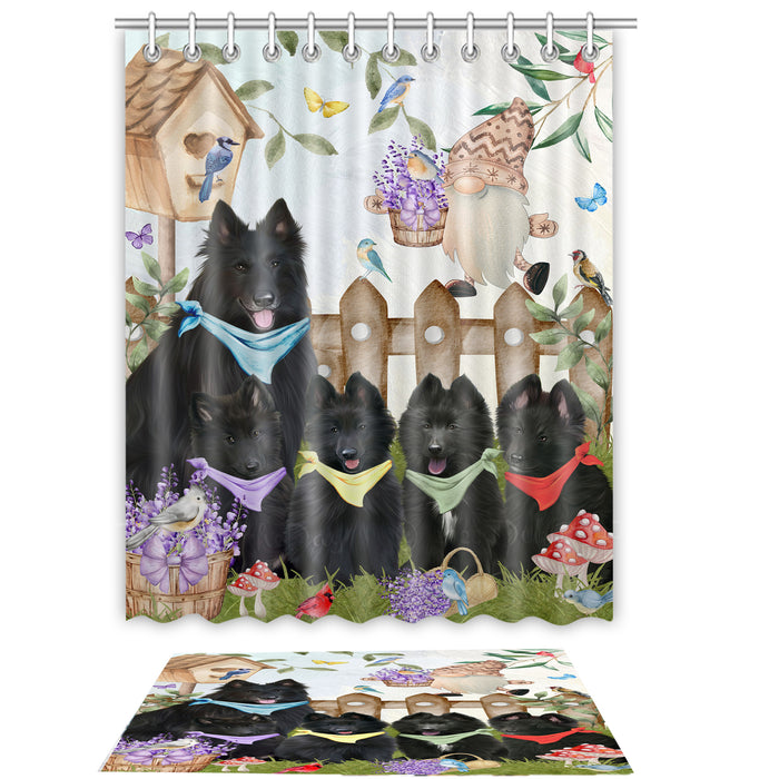 Belgian Shepherd Shower Curtain & Bath Mat Set, Custom, Explore a Variety of Designs, Personalized, Curtains with hooks and Rug Bathroom Decor, Halloween Gift for Dog Lovers