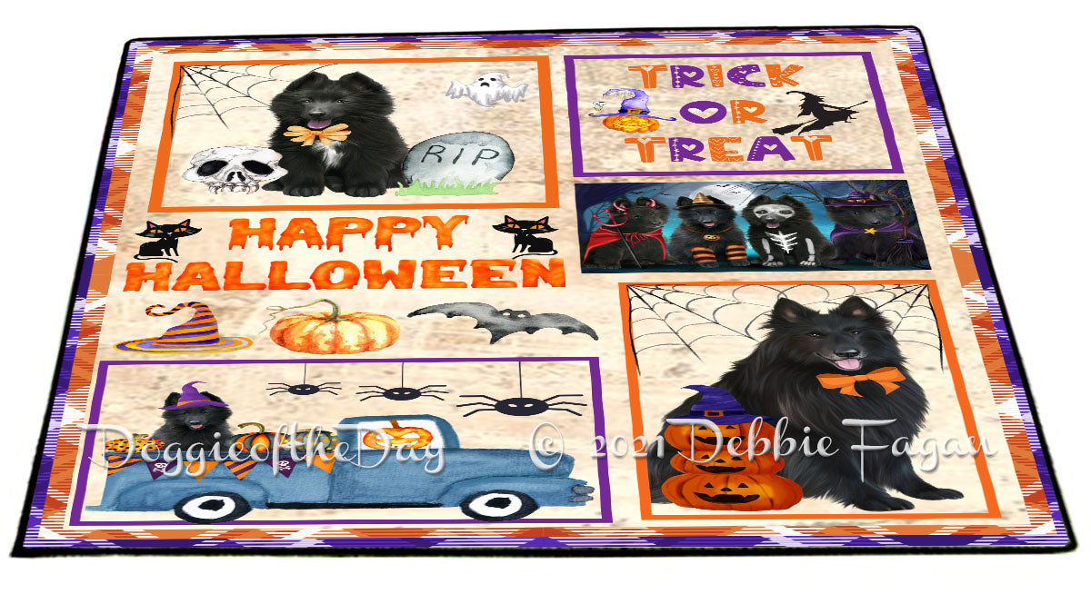 Happy Halloween Trick or Treat Belgian Shepherd Dogs Indoor/Outdoor Welcome Floormat - Premium Quality Washable Anti-Slip Doormat Rug FLMS58003