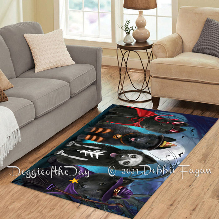 Happy Halloween Trick or Treat Belgian Shepherd Dogs Polyester Living Room Carpet Area Rug ARUG66145