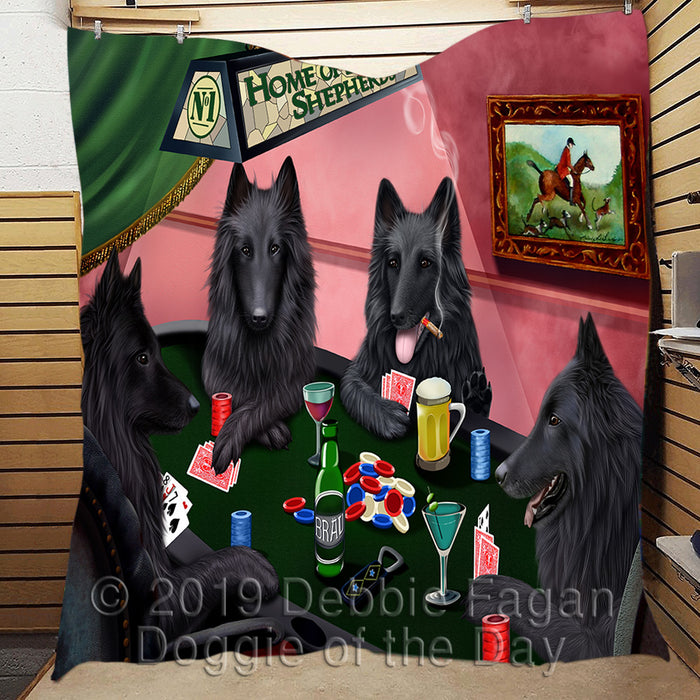 Home of  Belgian Shepherd Dogs Playing Poker Quilt