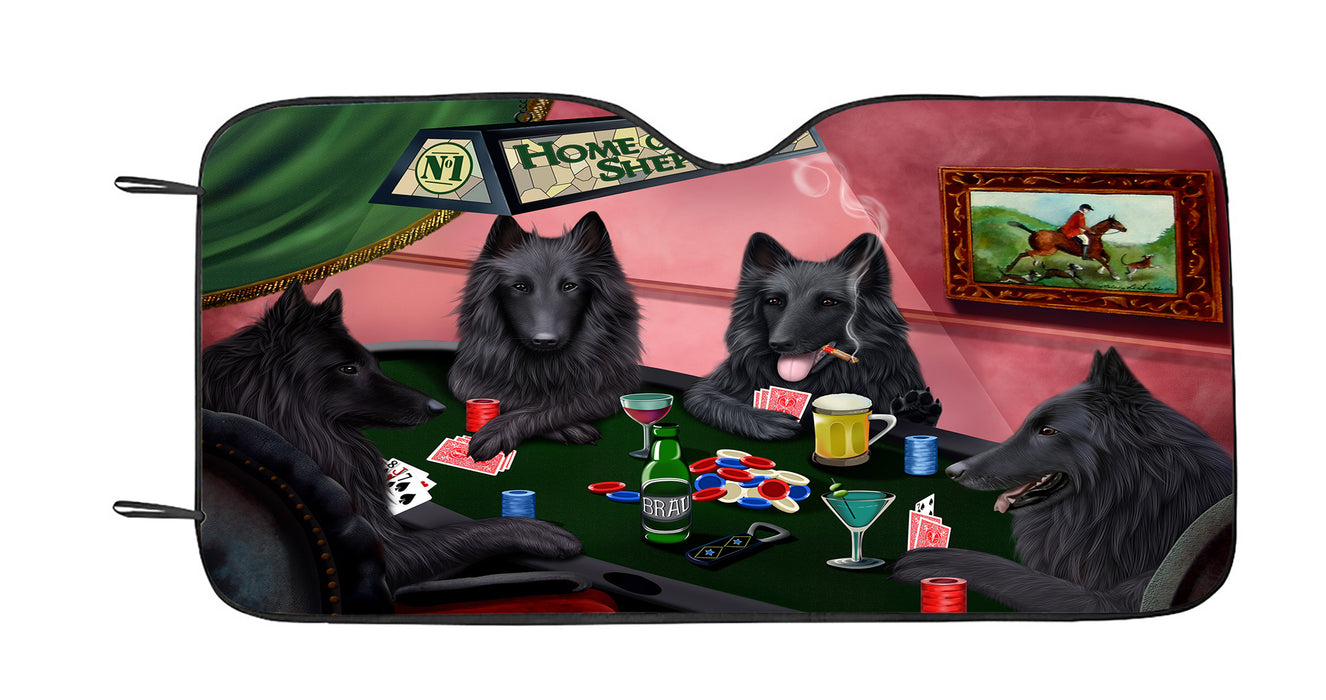 Home of  Belgian Shepherd Dogs Playing Poker Car Sun Shade