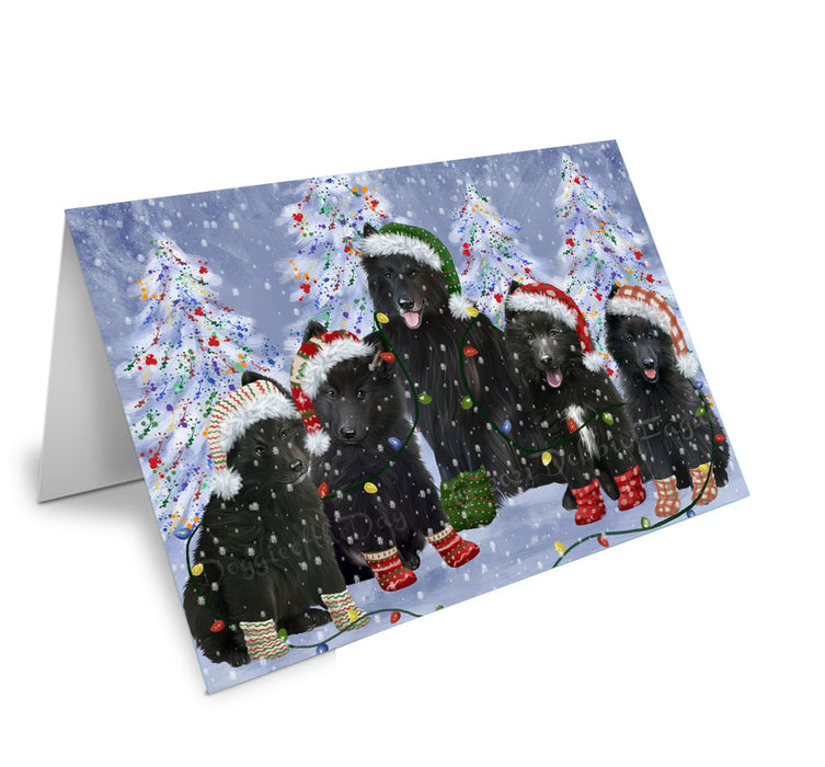 Christmas Lights and Belgian Shepherd Dogs Handmade Artwork Assorted Pets Greeting Cards and Note Cards with Envelopes for All Occasions and Holiday Seasons