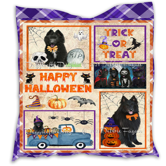 Happy Halloween Trick or Treat Pumpkin Belgian Shepherd Dogs Lightweight Soft Bedspread Coverlet Bedding Quilt QUILT60746