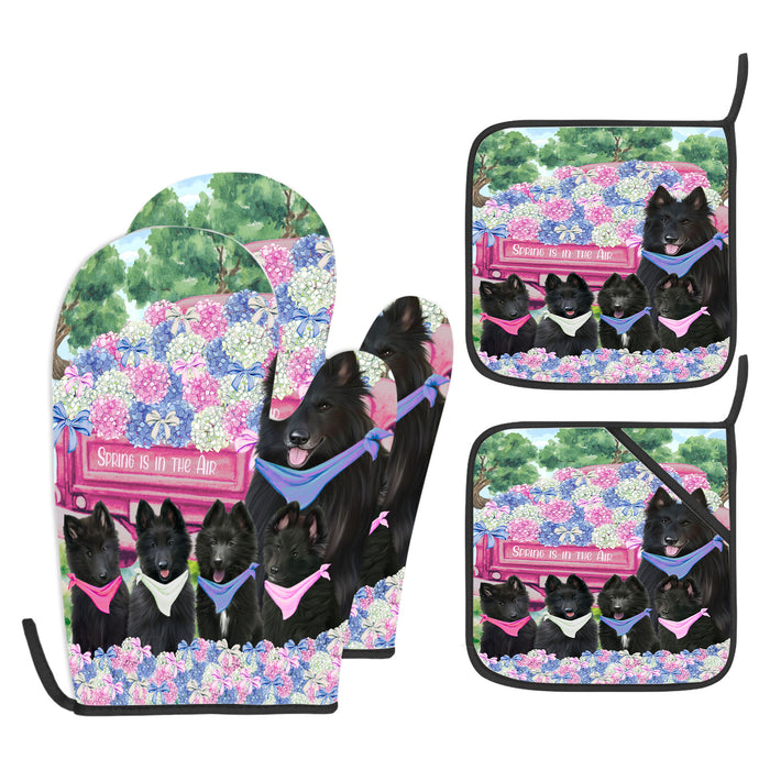 Belgian Shepherd Oven Mitts and Pot Holder Set, Explore a Variety of Personalized Designs, Custom, Kitchen Gloves for Cooking with Potholders, Pet and Dog Gift Lovers