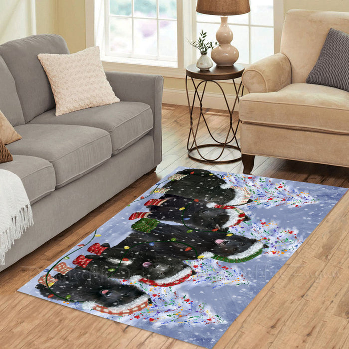 Christmas Lights and Belgian Shepherd Dogs Area Rug - Ultra Soft Cute Pet Printed Unique Style Floor Living Room Carpet Decorative Rug for Indoor Gift for Pet Lovers