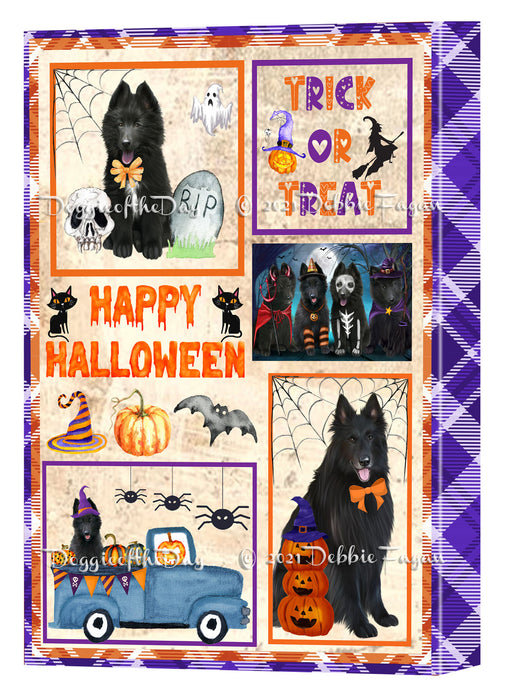 Happy Halloween Trick or Treat Belgian Shepherd Dogs Canvas Wall Art Decor - Premium Quality Canvas Wall Art for Living Room Bedroom Home Office Decor Ready to Hang CVS150236