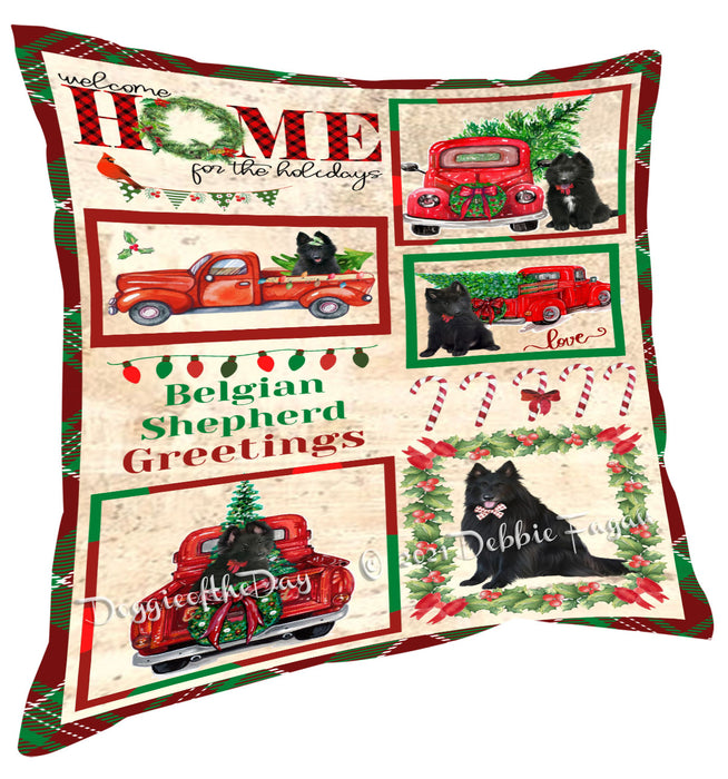 Welcome Home for Christmas Holidays Belgian Shepherd Dogs Pillow with Top Quality High-Resolution Images - Ultra Soft Pet Pillows for Sleeping - Reversible & Comfort - Ideal Gift for Dog Lover - Cushion for Sofa Couch Bed - 100% Polyester