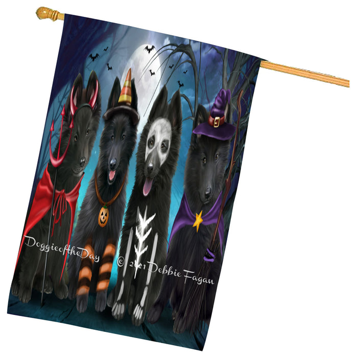 Halloween Trick or Treat Belgian Shepherd Dogs House Flag Outdoor Decorative Double Sided Pet Portrait Weather Resistant Premium Quality Animal Printed Home Decorative Flags 100% Polyester