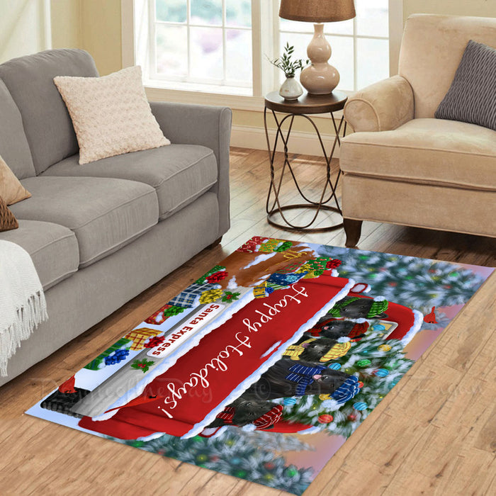 Christmas Red Truck Travlin Home for the Holidays Belgian Shepherd Dogs Area Rug - Ultra Soft Cute Pet Printed Unique Style Floor Living Room Carpet Decorative Rug for Indoor Gift for Pet Lovers