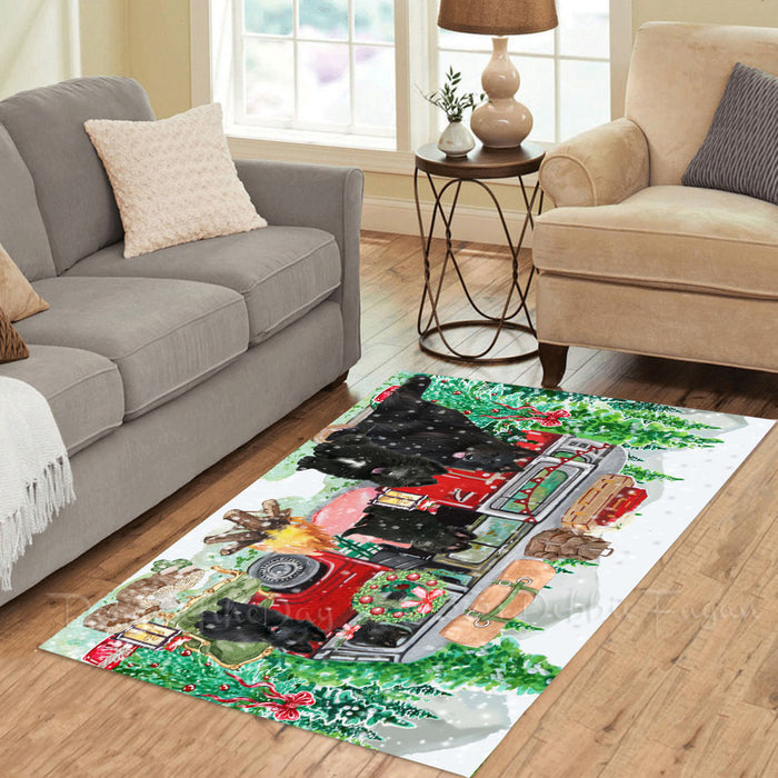 Christmas Time Camping with Belgian Shepherd Dogs Area Rug - Ultra Soft Cute Pet Printed Unique Style Floor Living Room Carpet Decorative Rug for Indoor Gift for Pet Lovers
