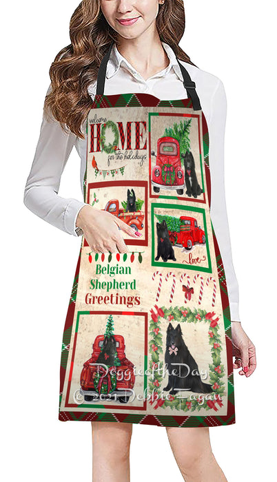 Welcome Home for Holidays Belgian Shepherd Dogs Apron Apron48381