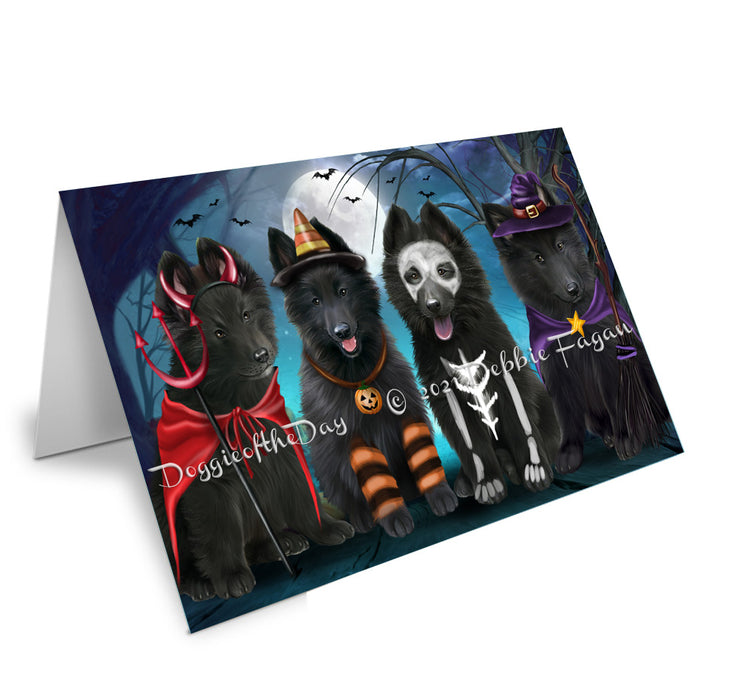 Happy Halloween Trick or Treat Belgian Shepherd Dogs Handmade Artwork Assorted Pets Greeting Cards and Note Cards with Envelopes for All Occasions and Holiday Seasons GCD76706