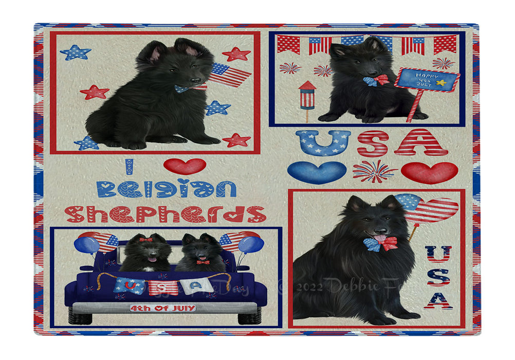4th of July Independence Day I Love USA Belgian Shepherd Dogs Cutting Board - For Kitchen - Scratch & Stain Resistant - Designed To Stay In Place - Easy To Clean By Hand - Perfect for Chopping Meats, Vegetables