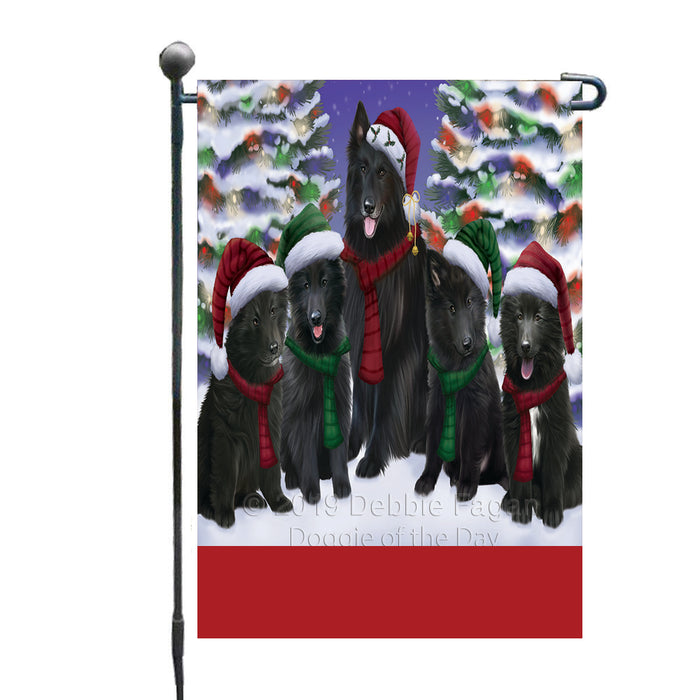 Personalized Christmas Happy Holidays Belgian Shepherd Dogs Family Portraits Custom Garden Flags GFLG-DOTD-A59090
