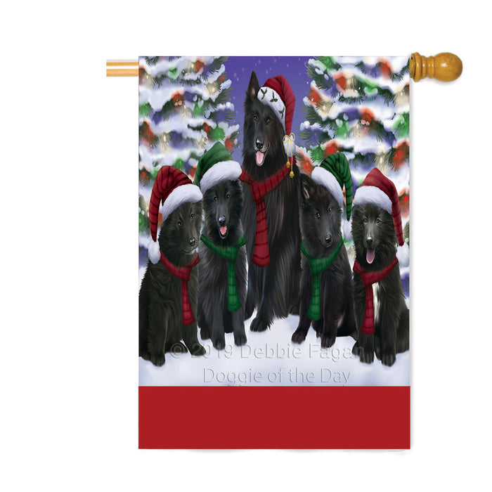 Personalized Christmas Happy Holidays Belgian Shepherd Dogs Family Portraits Custom House Flag FLG-DOTD-A59146
