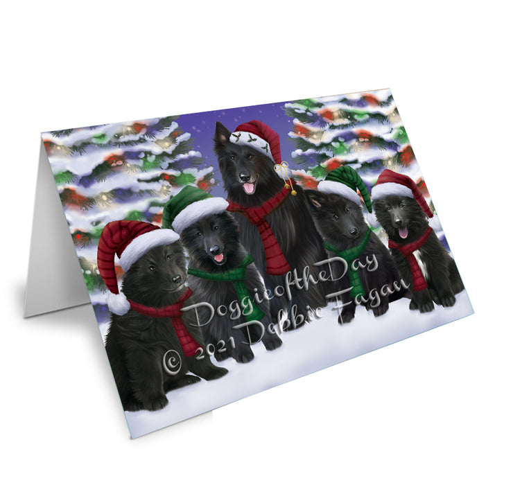 Christmas Family Portrait Belgian Shepherd Dog Handmade Artwork Assorted Pets Greeting Cards and Note Cards with Envelopes for All Occasions and Holiday Seasons