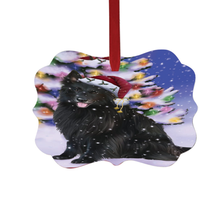 Winterland Wonderland Belgian Shepherd Dog In Christmas Holiday Scenic Background Double-Sided Photo Benelux Christmas Ornament LOR49511