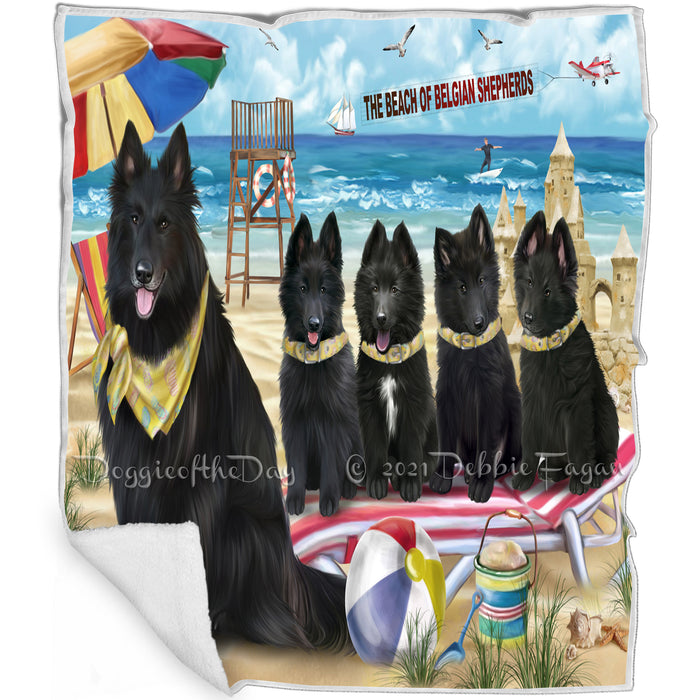 Pet Friendly Beach Belgian Shepherds Dog Blanket BLNKT52617
